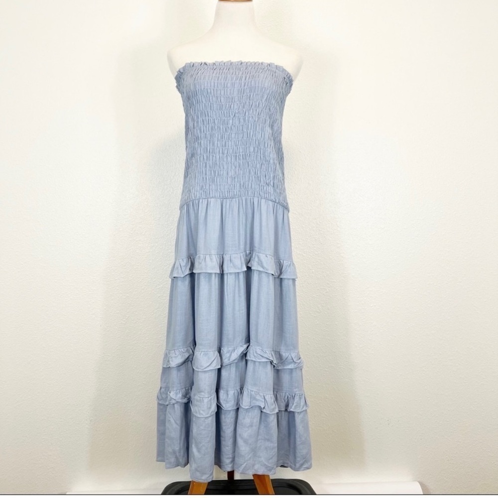 BNWT Luxxel Maxi Sleeveless Dress Tiered Ruffle Boho Prairie Cottage Dress Small